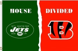 New York Jets and Cincinnati Bengals 3x5ft Divided Flag, Machido flag - £13.44 GBP