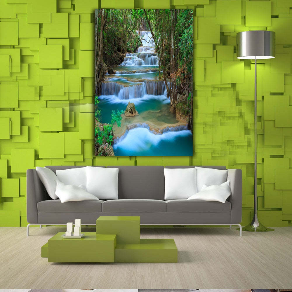 Modern Wall Art Waterfall Landscape Picture FRAME AVAILABLE HQ Canvas Print Item image 4