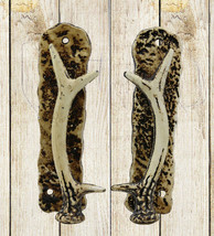 Ebros Set of 2 Western Rustic Deer Antlers Door Pull Handle Hardware Bar Handles - £23.83 GBP