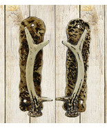Ebros Set of 2 Western Rustic Deer Antlers Door Pull Handle Hardware Bar... - $40.73 CAD