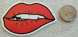 Lips With Teeth Biting Bottom Lip Sicker Decal Awesome Gift Idea Embellishment - £1.74 GBP