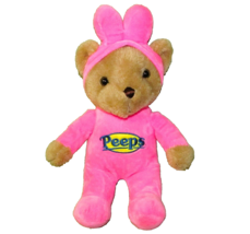 PEEPS PINK TEDDY BEAR STUFFED ANIMAL JUST BORN 2014 12&quot; BUNNY COSTUME PL... - £8.65 GBP