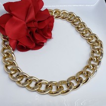 Trendy Gold Link Thick Choker Statement Necklace Chic Collar Runway Chain - £13.54 GBP