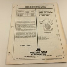 1988 McCulloch Eager Beaver Super Air Stream Gas Blower Parts List 21927... - $19.99