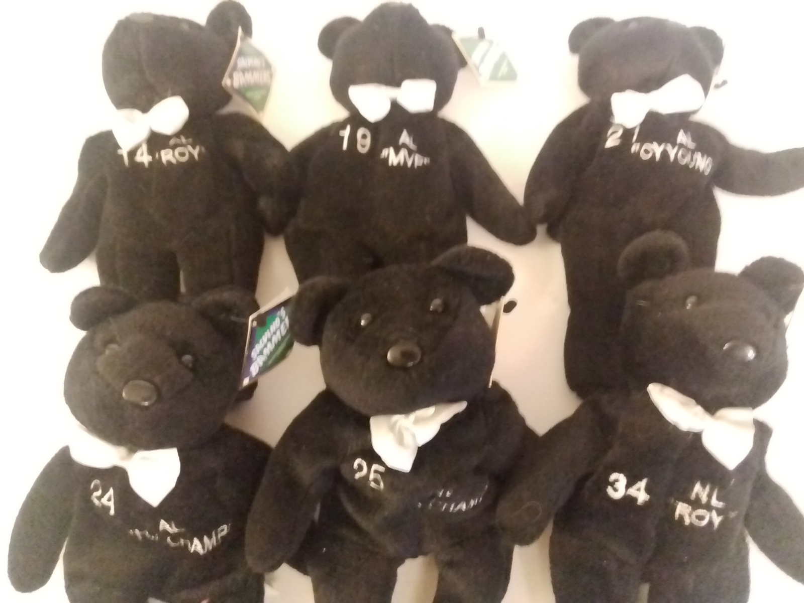 Salvinos Bammers MLB Tuxedo Bean Bears Set of 6 1998 9" Tall Mint With All Tags - £119.89 GBP