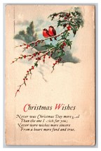 Christmas Wishes Birds On Branch WInter Landscape DB Postcard U27 - $2.92