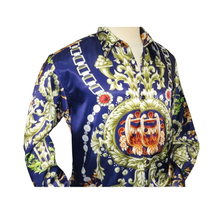 Men Oscar Banks Turkey Shirt Satin Entertainer Performer 6335-04 navy Floral image 10