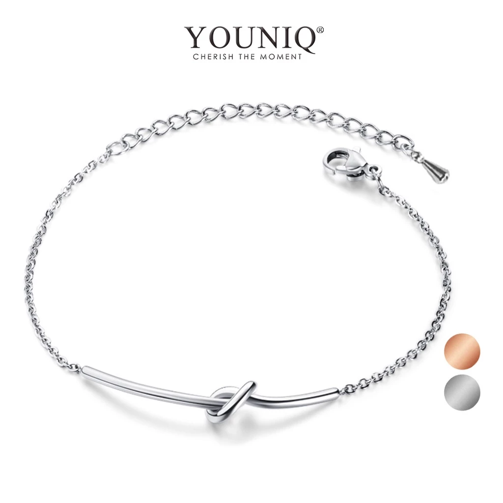 YOUNIQ KNOT Simple Knot Silver Slim Titanium Steel Bracelet - $89.99
