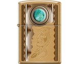Zippo Lighter - American Chief w/ Turquoise Brush Brass - 854023 - $38.69