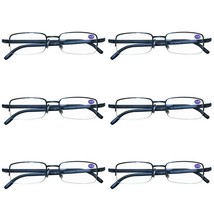 6 Pairs Mens Metal Frame Rectangle Half Frame Reading Glasses Classic Readers  - £11.76 GBP