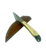 Damascus Steel Kiridashi -Japanese Utility Knife Leather Sheath Custom H... - $19.99