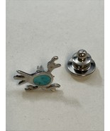 Vintage Native American Sterling Silver And Inlay Turquoise Roadrunner Pin - $31.13 CAD