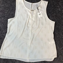 Calvin Klein Top NWT Women’s XL White with Gold Embellished Semi Sheer Business - £14.13 GBP