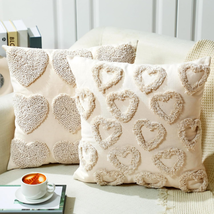 Throw Pillow Covers with Hearts 2 Pcs - Decorative Accent Throw Pillow Covers fo - £28.19 GBP