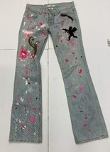 AE J24 Low Rise Boot Cut Women&#39;s Jeans Size 4R w/ Custom Graffiti Design  - £20.08 GBP