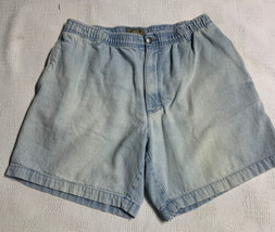 Scandia Woods Vintage Denim Elastic Waist Denim Shorts Light Wash Pockets Sz 36 - £8.84 GBP