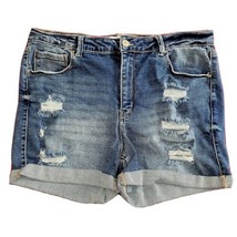 Wax Jean Collection 3XL Blue Jean Denim Stretch Booty Shorts Distress 35&quot; Waist - £11.81 GBP