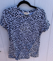 Michael Kors Leopard Print Rhinestone Logo Shirt Size M NWT - £22.80 GBP