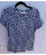 Michael Kors Leopard Print Rhinestone Logo Shirt Size M NWT - £22.80 GBP