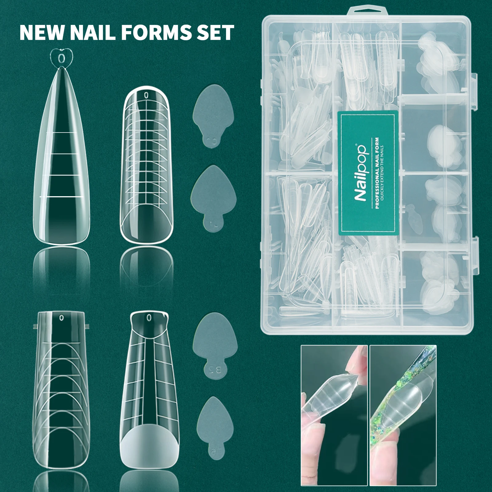 Em dual form set for manicure french manicure square almond reuse silicone nail sticker thumb200