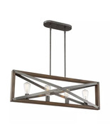 Cordelia Lighting 4-Light Industrial Brushed Iron Chandelier wGlass Rods - $2,855.92 MXN