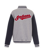 MLB Cleveland Indians Reversible Full Snap Fleece Jacket JHD Embroidered... - £106.97 GBP