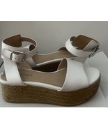 Via Spiga Nemy Platform White Sandal Womens US 9 EUR 39 Leather Ankle Strap - $27.06 CAD
