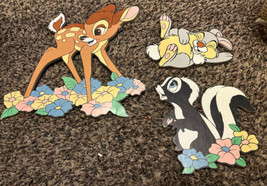VTG Disney Pressed Cardboard Nursery Wall Art Decor Bambi Thumper Flower - £19.74 GBP