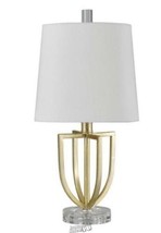 19 in. Antique Gold Table Lamp with Heavy White Hardback Fabric Shade - £37.14 GBP