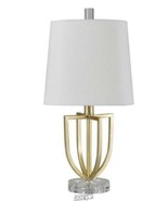 19 in. Antique Gold Table Lamp with Heavy White Hardback Fabric Shade - €40,74 EUR
