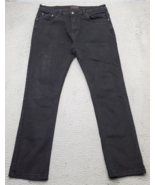 Steve&#39;s Jeans Mens Size 32x30 Black Denim Cotton Stretch Flat Front Skin... - $24.36