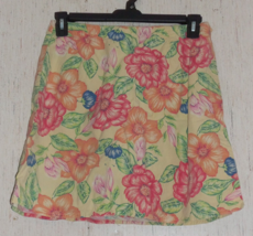 Excellent Womens Liz Claiborne Lizwear Yellow W/ Hawaiian Floral Skort Size 12 - £20.09 GBP