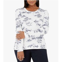 INC International Concepts Womens Plus 0X White Printed Long Sleeve Top NWT CZ23 - £27.40 GBP