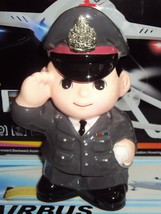 Doll SOLDIER Police piggy bank ceramic decor room home craft show baby s... - $32.73