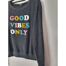 Wild Fox Good Vibes Only Shirt Large Womens Grey Long Sleeve Pullover Top - £13.24 GBP