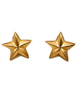 Brushed Satin Gold Tone Star Button Clip On Button Style Earrings Vintag... - £19.94 GBP