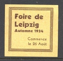 Germany Leipzig Fair 1934 Publicity Stamp - $8.90