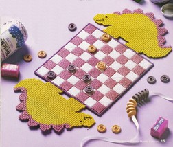 Plastic Canvas Dinosaur Checkers Game Board Frame Southwest Kitchen Patterns - £8.68 GBP