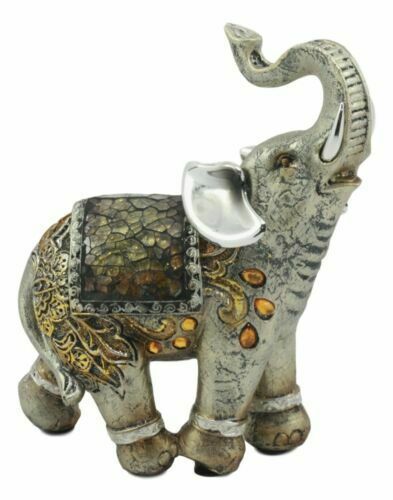 Ebros Bejeweled Mosaic Right Facing Feng Shui Elephant With Trunk Up Sta... - $23.99