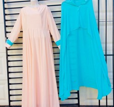 Woman EID Plus Jellaba Abaya Long Dress Jilbab &amp; Scarf sz 1X/18/ 20  Pink Green - £55.52 GBP