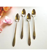 4 National Silver King Edward Iced Tea Spoons Silverplate Flatware - $24.74