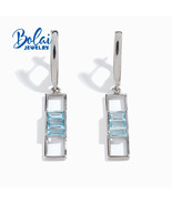 Stylish Long dangling earrings 925 sterling silver fine jewelry with nat... - £78.39 GBP