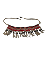 VTG  Leather Beaded Chocker Collar Necklace Bohemian/American Indian Sta... - £9.71 GBP