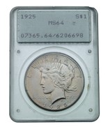 1925 $1 Silver Peace Dollar Graded by PCGS as MS64 Old Holder - $268.93 CAD