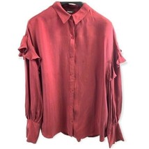 Express Burgundy Button Down Blouse Top Size Large NWT - £19.63 GBP