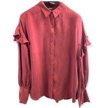 Express Burgundy Button Down Blouse Top Size Large NWT - £19.69 GBP