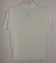 EXCELLENT WOMENS SAG HARBOR PETITE IVORY MOCK NECK SWEATER  SIZE PS - €20,26 EUR