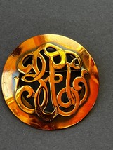 Vintage Large Solid Copper Open Circle w Curlicue Goldtone Overlay Brooch Pin – - $18.49