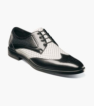 Stacy Adams Asher Wingtip Lace Up Men&#39;s Shoes Leather Black/White 25653-111 - £96.23 GBP