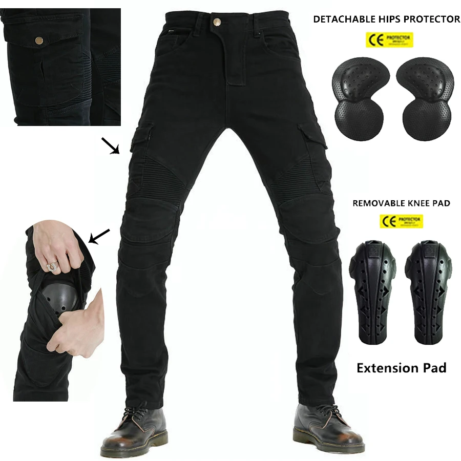 2024 NEW Classic Mens Motorcycle Jeans Outdoor Riding Gear Pants With Protective - £45.32 GBP+